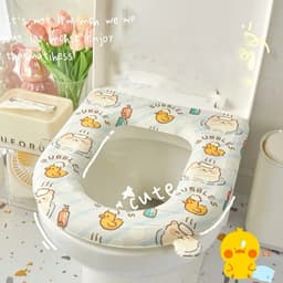 Đệm lót bồn cầu bốn mùa, Đệm lót bệ ngồi toilet chống thấm nước  in họa tiết xinh xắn 43x39cm 7