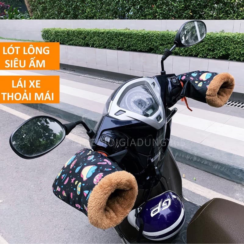 găng-gang tay phao đi xe máy lót nỉ chống thấm mùa đông phù hợp mọi loại xe