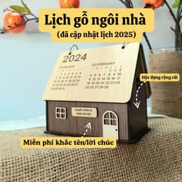 Lịch 2027 Để Bàn, Lịch Gỗ 3D Decor Trang Trí Hình Ngôi Nhà. Lynhdecor miễn phí khắc tên theo yêu cầu 4