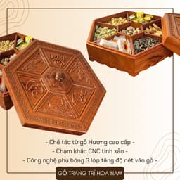 Khay gỗ đựng bánh kẹo - Hộp gỗ đựng bánh kẹo tết - Khay gỗ Hương cao cấp - Gỗ Hoa Nam - HN 05 2
