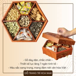 Khay gỗ đựng bánh kẹo - Hộp gỗ đựng bánh kẹo tết - Khay gỗ Hương cao cấp - Gỗ Hoa Nam - HN 05 3