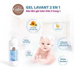 Sữa Tắm Gội 2 trong 1 cho bé Gifrer 500ml - Tinh chất Cúc Vạn Thọ Kháng khuẩn tăng cường độ ẩm - Fysoline 7