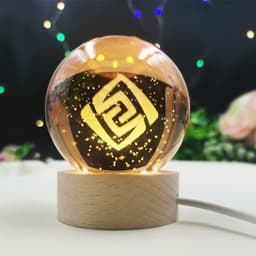 Quả Cầu Pha Lê VISION GENSHIN IMPACT đèn ngủ LED đế gỗ thủy tinh quà tặng game 6