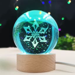 Quả Cầu Pha Lê VISION GENSHIN IMPACT đèn ngủ LED đế gỗ thủy tinh quà tặng game 7