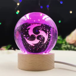 Quả Cầu Pha Lê VISION GENSHIN IMPACT đèn ngủ LED đế gỗ thủy tinh quà tặng game 8