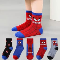 VINBEO Combo 5 Đôi Tất Siêu Nhân Người Nhện, Tất Kuromi bé gái, Tất Noel quà cho bé 1- 11 tuổi 1
