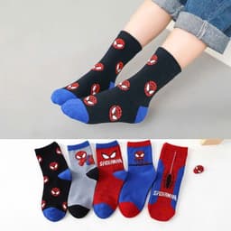 VINBEO Combo 5 Đôi Tất Siêu Nhân Người Nhện, Tất Kuromi bé gái, Tất Noel quà cho bé 1- 11 tuổi 3