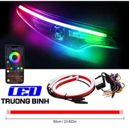 DMX004 ĐÈN LED DEMI XI NHAN FULL MÀU VỚI 2 DÂY LED NEON BẢN DẸP 12V CHO XE ÔTÔ XE MÔTÔ 4