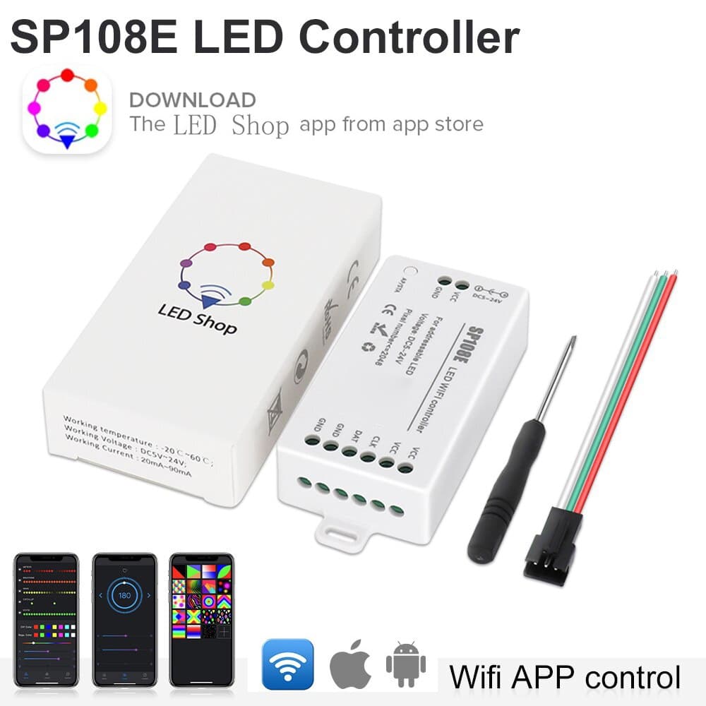 SP108E BỘ ĐIỀU KHIỂN LED FULL MÀU ARGB WS2812B WS2811 UCS1903 HỖ TRỢ APP WIFI