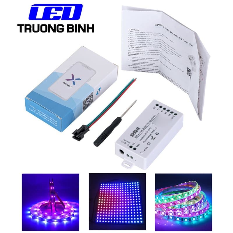 SP801E ĐIỀU KHIỂN LED FULL MÀU ARGB WS2812B WS2811 UCS1903 4 CỔNG ĐỒNG BỘ KẾT NỐI APP WIFI ART-NET