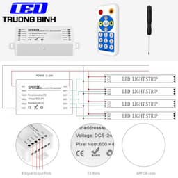 SP602E BỘ ĐIỀU KHIỂN LED FULL MÀU ARGB WS2812B WS2811 UCS1903 NHÁY THEO NHẠC 4 CỔNG ĐỘC LẬP HỖ TRỢ APP 5