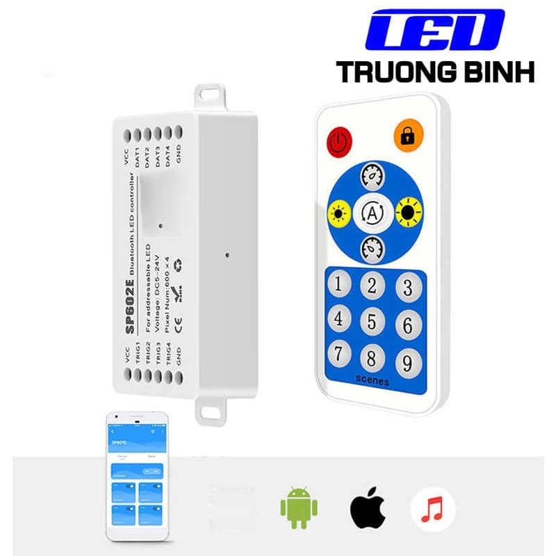 SP602E BỘ ĐIỀU KHIỂN LED FULL MÀU ARGB WS2812B WS2811 UCS1903 NHÁY THEO NHẠC 4 CỔNG ĐỘC LẬP HỖ TRỢ APP