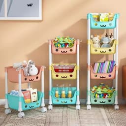 kệ đựng đồ 3 tầng đa năng ,  Xe Đẩy 4 tầng Giá Để Đồ Chơi Trẻ Em Tầng Đứng Có Bánh Xe 360 ( kệ 191) 4