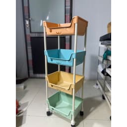 kệ đựng đồ 3 tầng đa năng ,  Xe Đẩy 4 tầng Giá Để Đồ Chơi Trẻ Em Tầng Đứng Có Bánh Xe 360 ( kệ 191) 7