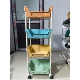 kệ đựng đồ 3 tầng đa năng ,  Xe Đẩy 4 tầng Giá Để Đồ Chơi Trẻ Em Tầng Đứng Có Bánh Xe 360 ( kệ 191) 8