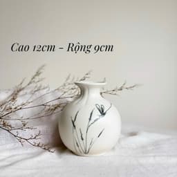 Bình Hoa Gốm Sứ Bát Tràng - Lọ Hoa Mini Vẽ tay Hoạ Tiết Sen Chuồn đơn giản tinh tế 8