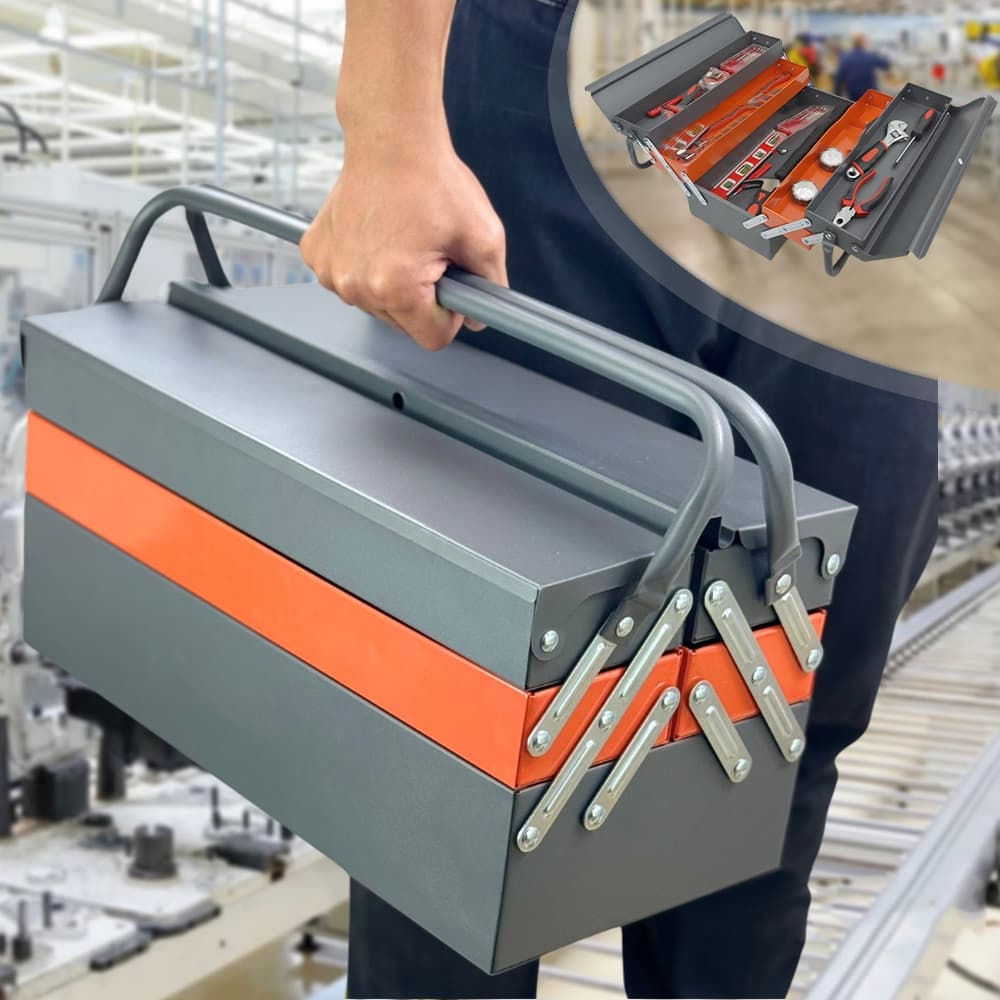 Hộp đồ nghề cao cấp 3 tầng 5 ngăn có lỗ để khóa, thép sơn tĩnh điện