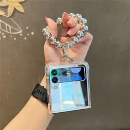 [CÓ SẴN] Ốp Z Flip 8 - Flip 7 - Flip 6 - Flip5 5G tráng gương chống sốc kèm giá đỡ dễ thương và dây bi bạc cá tính 4