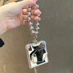 [CÓ SẴN] Ốp Z Flip 8 - Flip 7 - Flip 6 - Flip5 5G tráng gương chống sốc kèm giá đỡ dễ thương và dây bi bạc cá tính 3