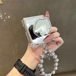 [CÓ SẴN] Ốp Z Flip 8 - Flip 7 - Flip 6 - Flip5 5G tráng gương chống sốc kèm giá đỡ dễ thương và dây bi bạc cá tính 5