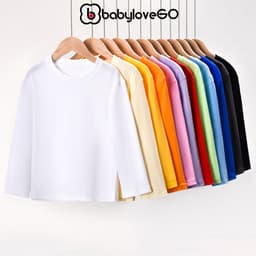 Áo thu đông dài tay cho bé trai bé gái BabyloveGO áo cho bé cổ tròn chất thun cotton mềm mịn ADT01 1