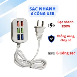 [🚚 Free shipping]Củ sạc nhanh 6 cổng USB A53 cốc sạc đa năng chống cháy nổ kèm dây nối dài -260901 2