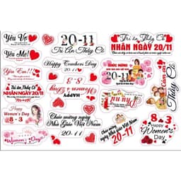 SET 20-50 Cái Banner, Cô Gái, Toper, Thiệp cài ĐỦ CÁC DỊP LỄ TRONG NĂM, dùng để trang trí bó hoa, hộp quà, bánh kem 1