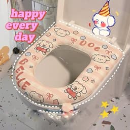 Đệm lót bồn cầu bốn mùa, Đệm lót bệ ngồi toilet chống thấm nước  in họa tiết xinh xắn 43x39cm 1