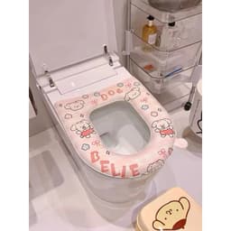 Đệm lót bồn cầu bốn mùa, Đệm lót bệ ngồi toilet chống thấm nước  in họa tiết xinh xắn 43x39cm 4