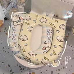 Đệm lót bồn cầu bốn mùa, Đệm lót bệ ngồi toilet chống thấm nước  in họa tiết xinh xắn 43x39cm 9