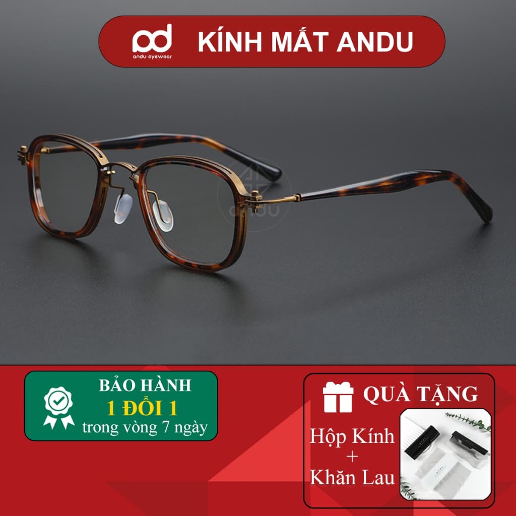 Gọng kính cận thời trang nam nữ NARO EYEWEAR dáng vuông chống tia UV chất liệu titanium cao cấp - 2202