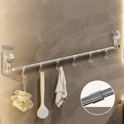 Giá Treo Khăn Mặt Cốc Hút Chân Không Điều Chỉnh Thu Gọn Ngắn Dài , Kệ Treo Đồ Nhà Bếp Treo Dép Nhà Tắm 4