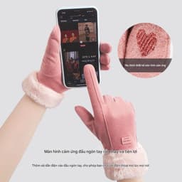 Găng tay nỉ lót lông siêu ấm cho nữ 5