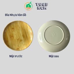 Đĩa nhựa vân gỗ, đĩa tròn, đĩa nhựa quán ăn, dĩa nhậu có 3 size 7