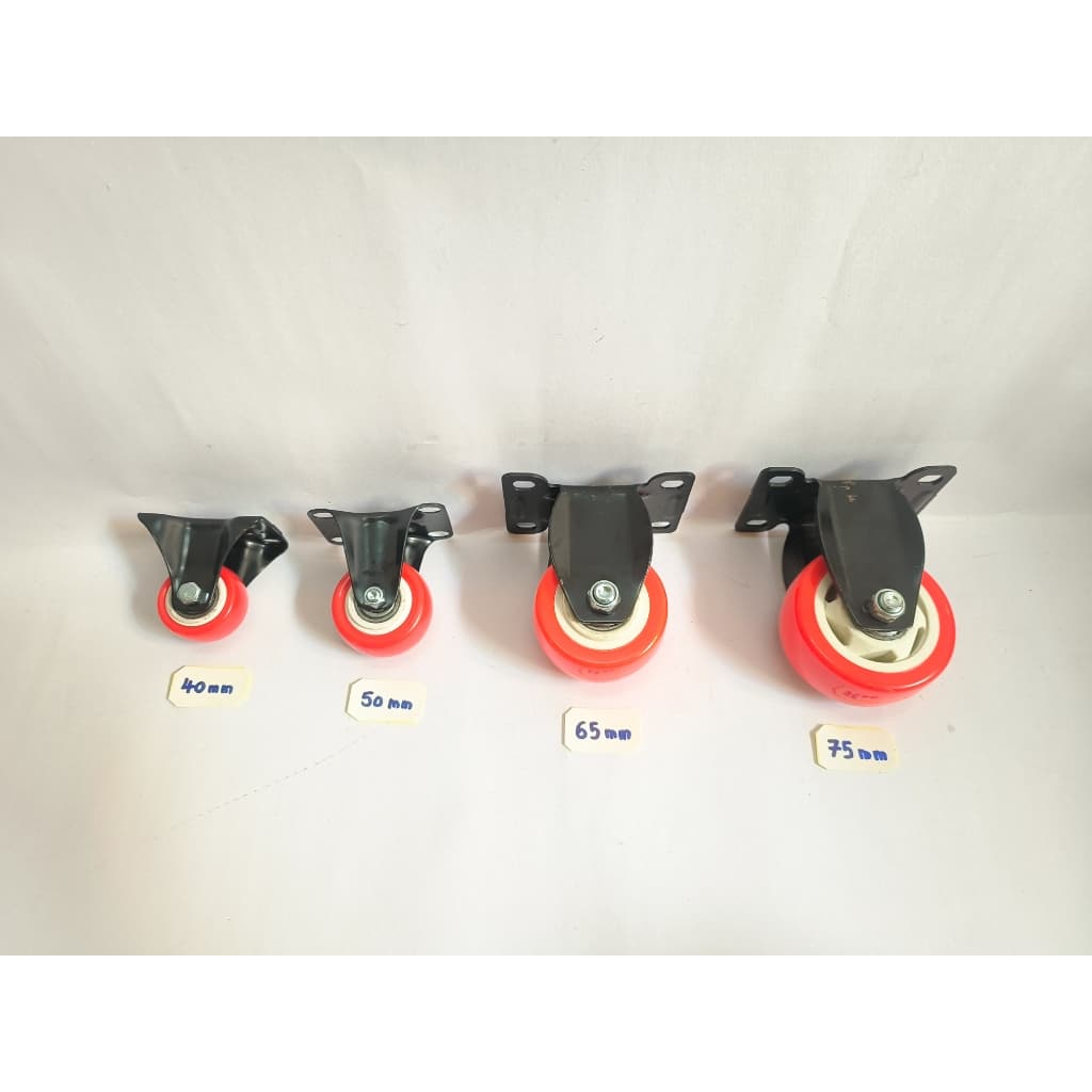 Bánh xe đẩy hàng, màu cam,cố định nhiều kích cỡ, Bánh xe nhựa PVC 40mm/50mm/65mm/75mm