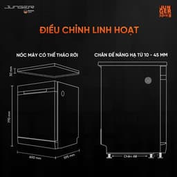 [Miễn Phí Lắp Đặt] Máy Rửa Bát Junger Leopard DWJ-143, Sấy Khô Khử Khuẩn UV SX Tại Thái Lan, Bảo Hành Hàng Chính Hãng 7