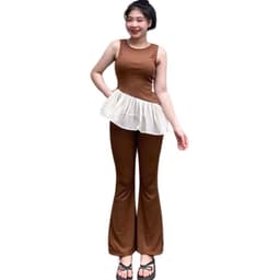 Set Đồ Nữ Bigsize ESHOP MS5009 Áo Thun Tay Ngắn Quần Ống Loe Thun Gân Tăm Co Giãn Có Túi 45-85kg 8