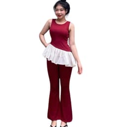 Set Đồ Nữ Bigsize ESHOP MS5009 Áo Thun Tay Ngắn Quần Ống Loe Thun Gân Tăm Co Giãn Có Túi 45-85kg 9