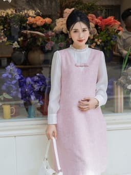 Váy Bầu Công Sở LYMMOM dáng suông tweet đứng form, phối cổ và tay sơ mi thiết kế thanh lịch VB146 4