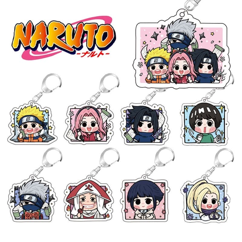 Móc khóa Uzumaki Naruto Sasuke Kakashi Sakura Hinata móc khoá bằng chất liệu arcrylic trong suốt