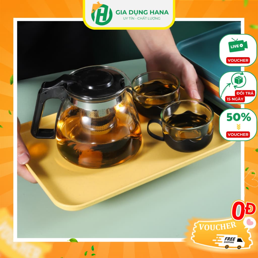Bình Lọc Trà Thuỷ Tinh Pha Trà Cao Cấp Kèm 4 Ly Sang Trọng Tiện Lợi