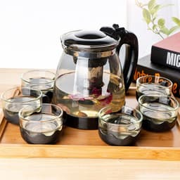 Bình Lọc Trà Thuỷ Tinh Pha Trà Cao Cấp Kèm 4 Ly Sang Trọng Tiện Lợi 8