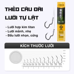 Thẻo Cước Lưỡi Tự Lật Chuyên Câu Rô Diếc Thẻo Câu Đài Buộc Sẵn Lưỡi Câu Cá Chất Lượng 3