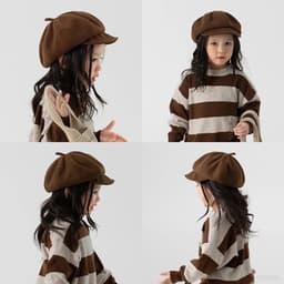 SẴN Mũ beret Phong Cách Hàn Quốc Thời Trang Thu Đông Kiểu Mới Cho Bé Trai Và Gái VÒNG ĐẦU 42-45CM 1