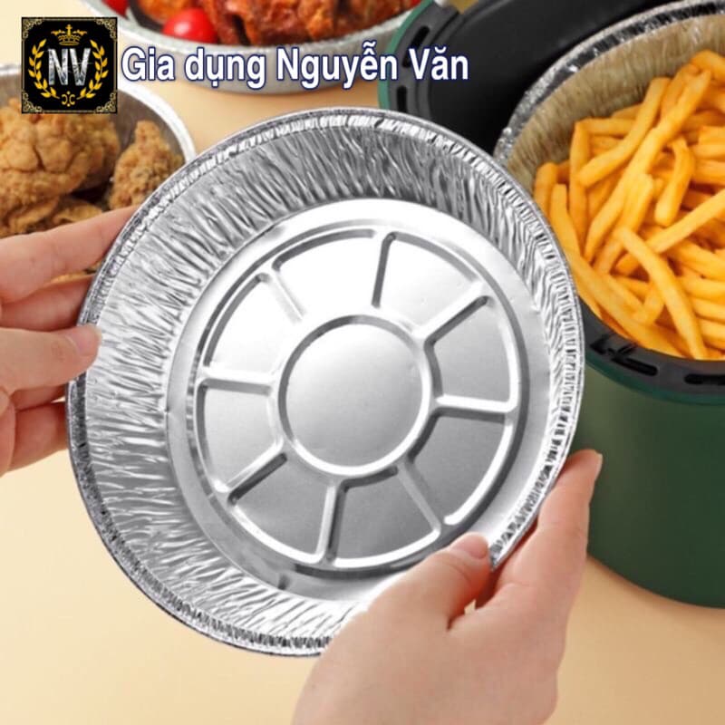 Set 10 Khay giấy bạc lót nồi chiên không dầu , size 22cm