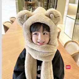 Mũ Len Trùm Đầu Có Kính Chắn Gió Kèm Khăn Quàng Cổ Và Găng Tay Cho Bé, Nón Len Lông Cừu Có Bao Tay Cho Bé 4