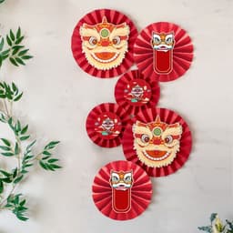 Bộ 6 quạt giấy bán nguyệt gấp sẵn trang trí Trung Thu đám cưới hỏi,sinh nhật,tân hôn,nạp tài hội chợ xuân,lớp học 2