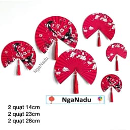 Bộ 6 quạt giấy bán nguyệt gấp sẵn trang trí Trung Thu đám cưới hỏi,sinh nhật,tân hôn,nạp tài hội chợ xuân,lớp học 3
