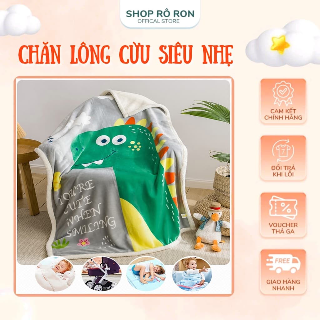 Chăn Lông Cừu Chăn Lông Tuyết 1m4 x 1m Siêu Nhẹ  Ấm Chăn Thu Đông Cho Bé Chăn Văn Phòng Shop Rô Ron