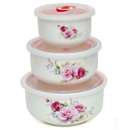 Bộ Tô Chén Đĩa Sứ 19 Món Họa Tiết Hoa Dừa Đựng Thực Phẩm Có Nắp Đậy Tặng 3 Thố Sứ 8